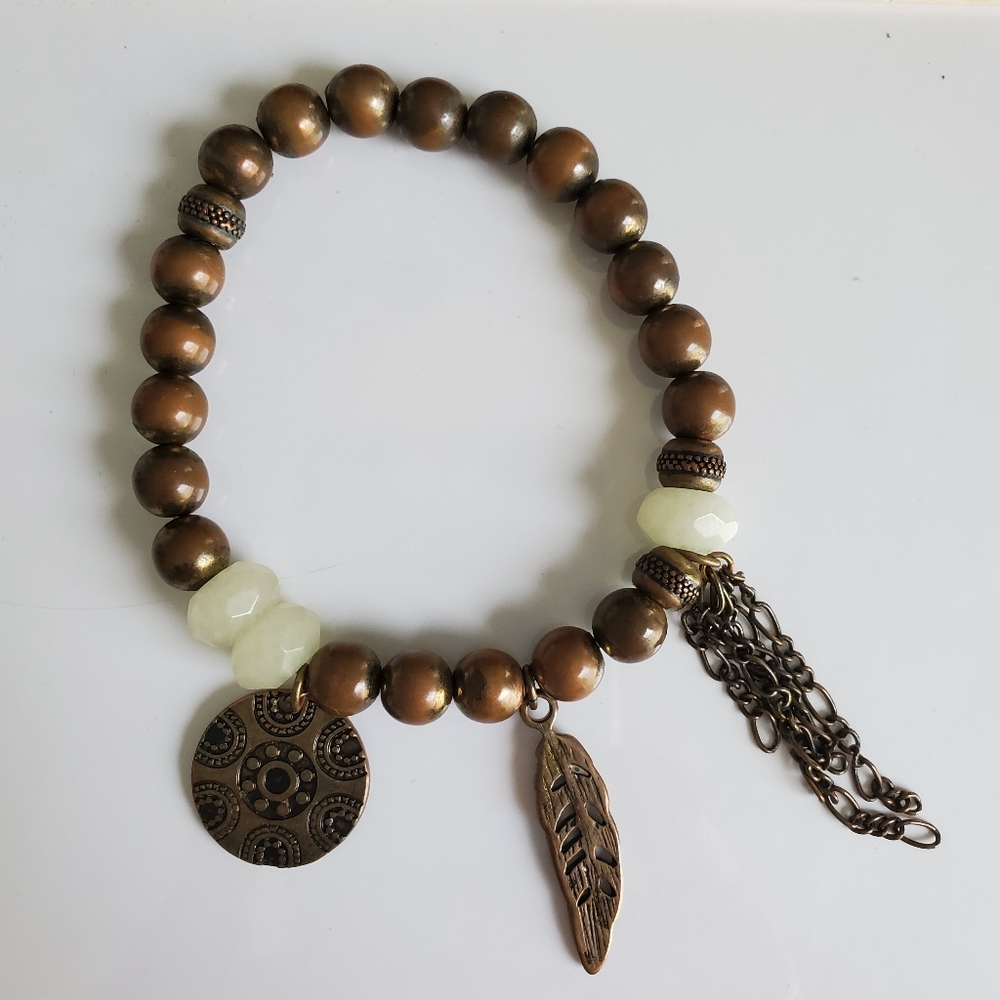 Mala Healing Beaded boho Charm Bracelet brown